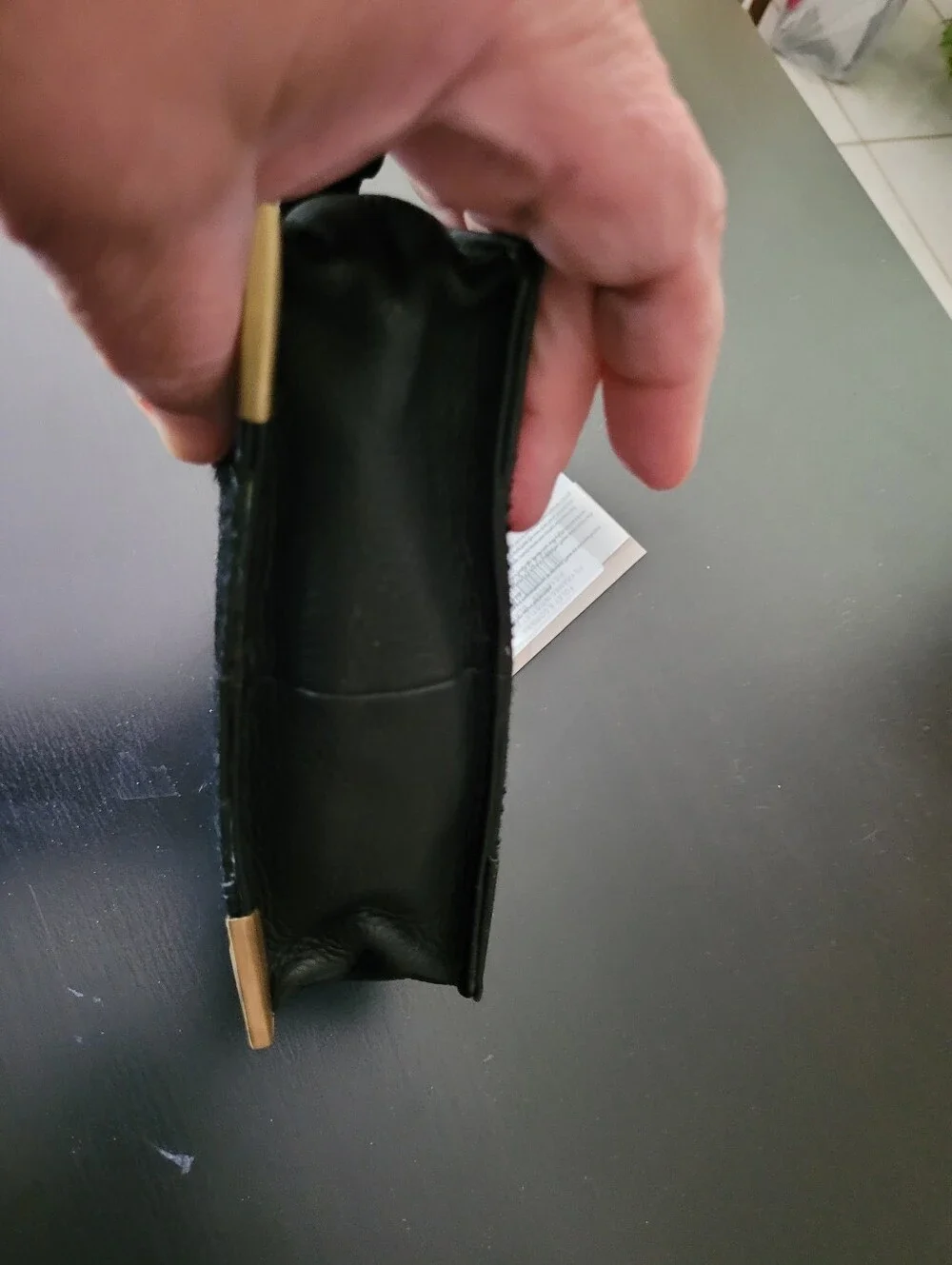 Foley + Corinna Black Haircalf Clutch Wristlet with Gold Accents